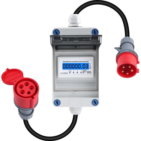 Medidor de electricidad digital, compatible con 440 V, resistente al agua IP44, color blanco. (1/2)