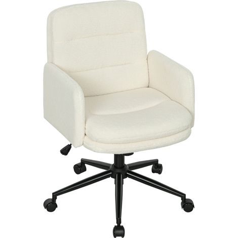 Buerostuhl Drehbar, Hoehenverstellbar mit Wippfunktion, 5 Leise Rollen, Polyester, Cremeweiss 61.5 x 65 x 91-101 cm (1/5)