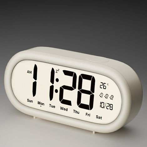 Reloj despertador electrónico minimalista de estilo europeo con pantalla retroiluminada, múltiples alarmas, pitido fuerte, funciona con pilas, ideal para estudiantes.