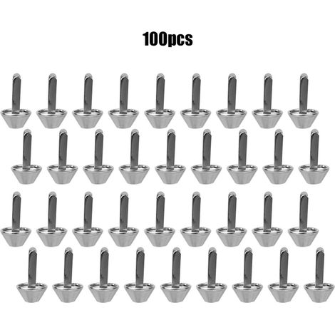 100 pieds plats en fer argenté, type champignon, accessoires pour la fabrication de sacs à main et d'objets en cuir. (1/5)