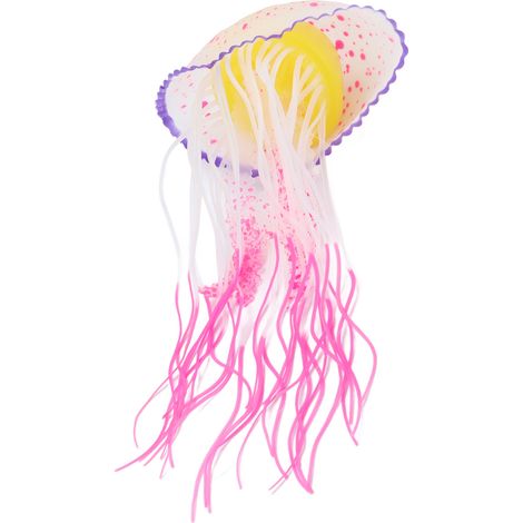 medusas artificiales fluorescentes, de silicona ecológica, con ventosa, para acuarios de agua dulce y salada. (1/5)
