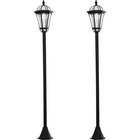 Set 2 Lampioni Solari per Giardino con 2 LED e Accensione Automatica Nero (1/5)