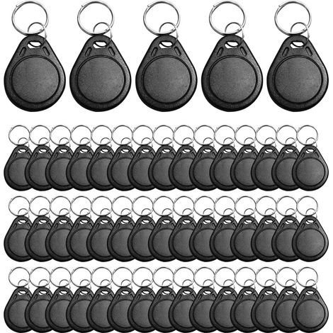 Lot de 50 porte-clés de proximité RFID inscriptibles T5577 - 125 kHz - Noir - Pour copier et cloner des cartes (1/5)