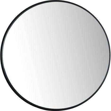 Miroir industriel en fer noir et bois style loft contemporain - Noir mat et bois naturel (1/4)