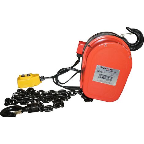 Paranco elettrico in acciaio 380V, 500W con catena da 3 m, portata massima 2000 kg, gancio di sicurezza Breckner Germany (1/5)