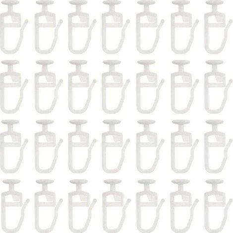 Clips pour stores enrouleurs, crochets blancs pour rideaux à rails, paquet de 50 (clips) (1/4)