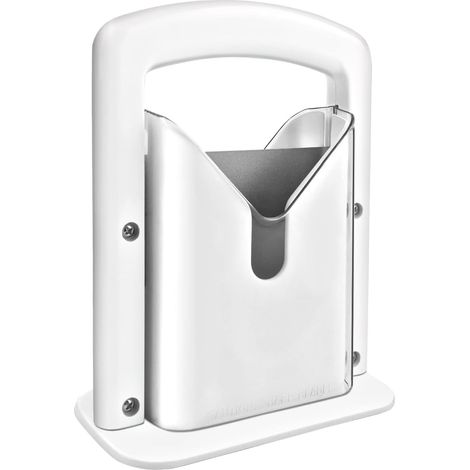 parfait pour les bagels, prise en main sûre, coupe-guillotine, bouclier de sécurité, acier inoxydable (blanc) (1/4)