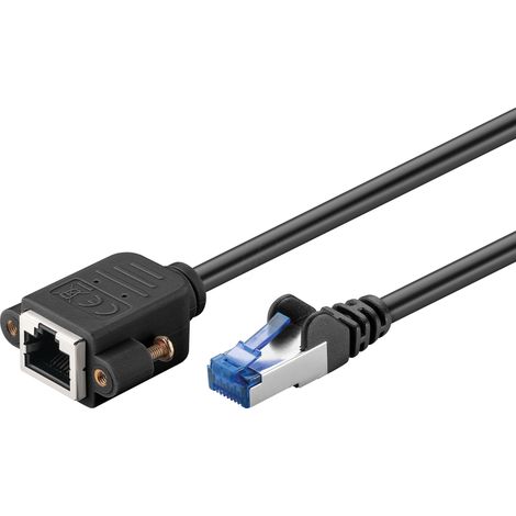 Câble Goobay Cat6A S/FTP CU 2m Noir, pour connexion Internet, réseau Ethernet LAN, connexion filaire