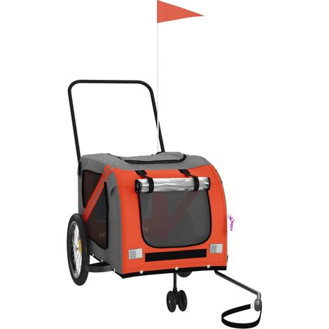 Remorque de vélo pour animaux de compagnie orange et gris (1/5)
