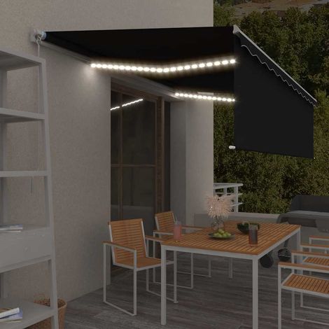 Store banne-Auvent rétractable manuel avec store et LED 5x3 m Anthracite (1/5)