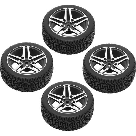Jantes en aluminium noir avec pneus pour voitures RC 1/10 HSP 94122, 94123, TT01, WF06 - Lot de 4 (1/5)