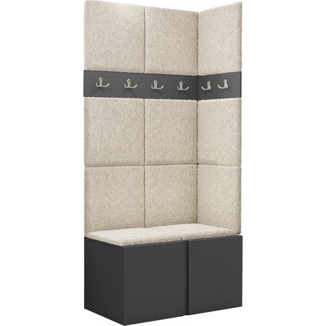 Conjunto para recibidor Pinis I, Abriamo 3, 186x84x46cm, Aglomerado laminado, Tapiz, Colocada, Montada en la pared