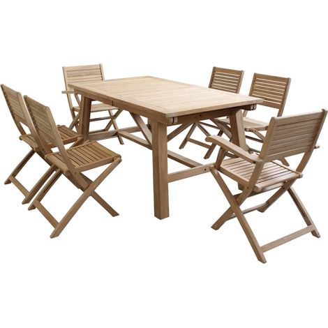 ORATOR - set tavolo in teak cm 160/240 x 90 x 77 h con 4 sedie e 2 poltrone Orator (1/5)
