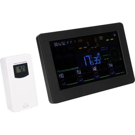 Horloge météo multifonction WiFi, anémomètre, thermomètre, hygromètre, affichage vitesse du vent, prise EU 100-240V (1/5)