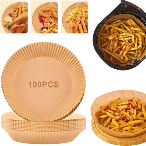 100 feuilles papier sulfurisé friteuse air chaud, papier cuisson antiadhésif jetable résistant chaleur (1/5)