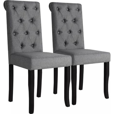 Juego de 2 sillas de cocina comedor respaldo acolchado en tela gris oscuro CDS020532