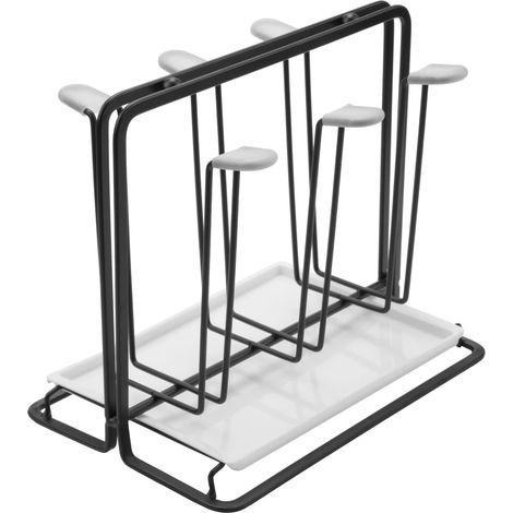 Égouttoir à vaisselle en métal pour 6 bouteilles, avec bac récupérateur de gouttes. (1/5)
