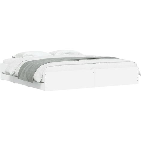 Bed Frame with Drawers without Mattress White 180x200 cm Super King vidaXL