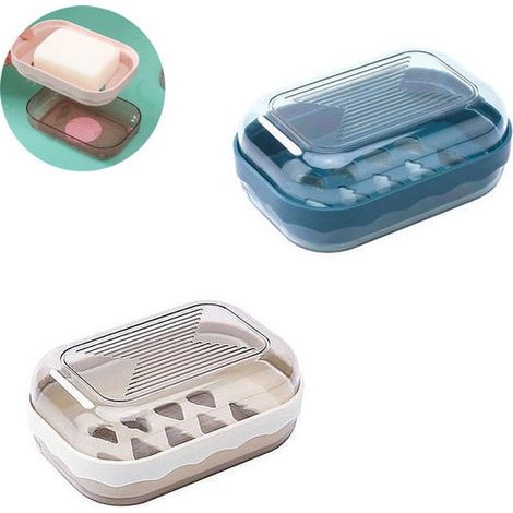Portasapone con coperchio, formato da viaggio, blu (1/5)