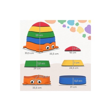 Lot de 5 pierres d équilibre colorées pour enfants en plastique avec forme grenouille et design empilable pour jardin, parc et cour (1/5)