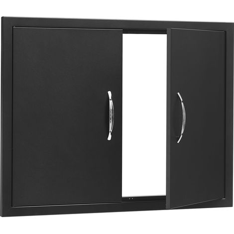Volet d'accès BBQ 788x610 mm, porte double pour îlot de cuisson extérieur, montage affleurant, avec poignées, pour station grill et armoire externe. (1/5)