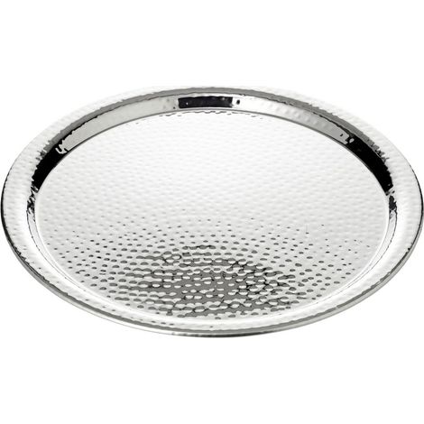 Plateau Rond Martelé Ø 34 cm, Support de Présentation pour Service et Décoration - PANGIVO (1/5)