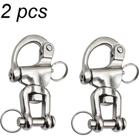 Mousqueton pivotant pour drisses de voiliers, bateaux, accessoires de plongée en plein air - 2 pièces en acier inoxydable, argent, 22 x 128 mm (1/5)