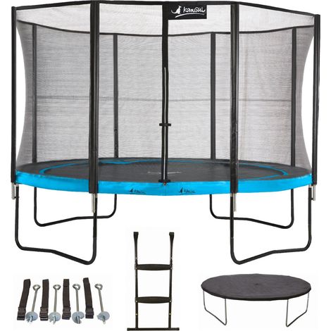 Trampoline KANGUI - PUNCHI Ø 426‑430 cm – Enfant XXL – Rebond Sportif – Échelle, Bâche & Kit Ancrage – Garantie 5 ans