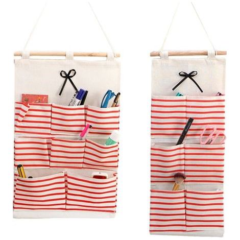 2 Pièces Mur Organisateur Poche Utilitaire. Sac de Rangement Suspendu. Sacs Rangement Suspendu. Pochette Murale pour Chambre. Bureau. Salle de Bain (Rouge)