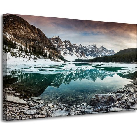 Stampa su tela "Lago in montagna" 90x60 cm