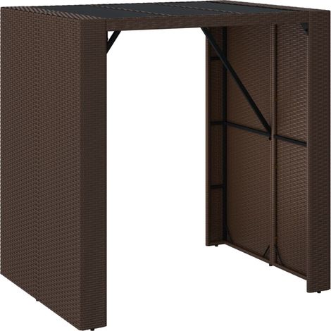 Maison Exclusive - Tavolo Bar con Piano in Vetro Marrone 105x80x110 cm Polyrattan