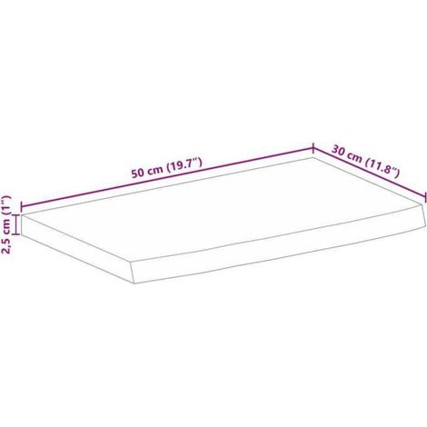 vidaXL Dessus de table à bord vivant 50x30x2,5 cm bois massif manguier 370523 (1/4)