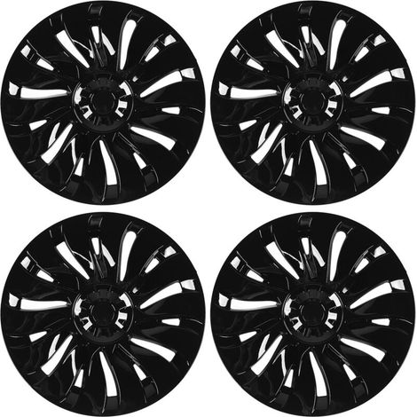 4 pièces enjoliveurs de roue élégants haute protection anti-rayures 19 pouces enjoliveurs de roues de remplacement pour Tesla modèle Y 2020 à 2023 noir brillant (1/5)