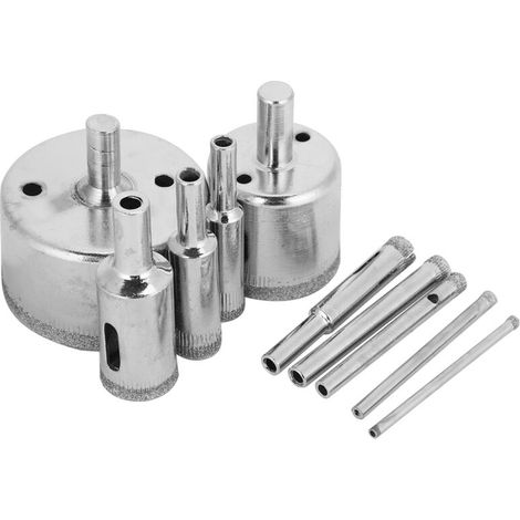 Trépan diamanté 10 pièces 3-50mm pour perçage sur carrelage, verre, céramique, marbre (1/4)