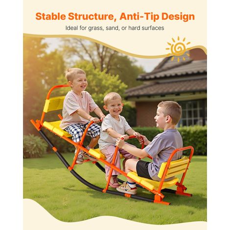 Balançoire à Bascule, Capacité de Charge 90,7 kg par Siège, avec Poignées, Larges Sièges à Dossier, Équipement de Jeu Extérieur pour Pelouse, Jardin, Aire de Jeux, pour 2 Enfants 3 Ans et Plus (1/5)