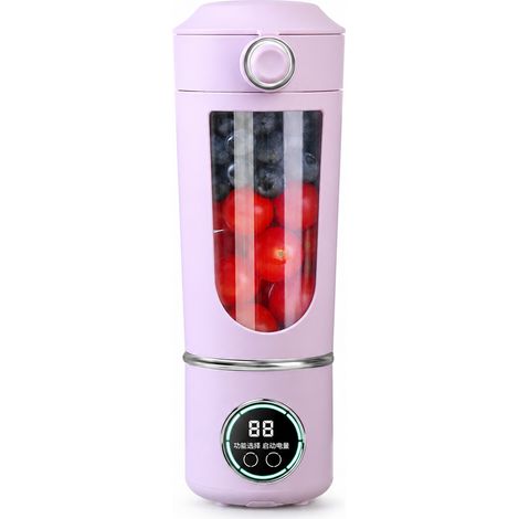 Blender Portable 700 ml à 12 Lames, Autonettoyant, Broyeur de Glace, Batterie 7,4 V 1500 mAh, Violet, HS-870 (1/5)