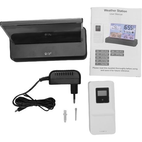 Wireless Weather Station Indoor Outdoor Thermometer Hygrometer Color Display Atomic Clock Temperature and Humidity Monitor Forecast Alert for Home Use EU Plug (1/5)