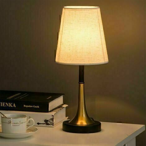 Lampe de table de chevet,abat-jour en tissu métallique,convient au salon, à la chambre et au bureau (1/5)