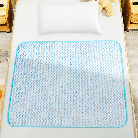 Imperméable Alèse Protège Matelas Coussin, 70 × 90cm Absorbant Pad Incontinence, d'apprentissage de la propreté, Couvre Matelas Lavable de Lit Bébé Enfants Adultes, Bleu (1/5)