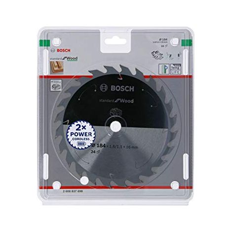 Lama per sega circolare Bosch PRO Wood cordless 184 x 1,6 x 16 mm - 2608837698 (1/4)
