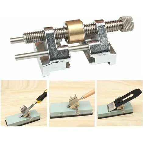 Honing Guide, Stainless Steel Side Clamping Fixed Angle Honing Guide with Brass Roller for Wood Chisel Planer Blade Graver Flat Chisel Edge Sharpening (1/5)