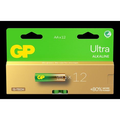 GP Ultra Alkaline AA-Batterie, 15AU/LR6, 12er-Pack