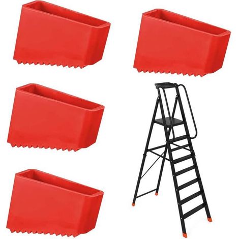 Embouts d'escabeau antidérapants en caoutchouc – Lot de 4 pièces – Protection de sol pour échelles – Dimensions 5,5 x 3,8 x 2,5 cm