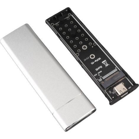 Boîtier SSD M.2 NVMe 10 Gbit/s 2 To USB 3.1 Type C Protocole UASP Boîtier SSD Type C pour SSD 2230 2242 2260 2280 Câble USB C vers C argenté (disque dur non inclus) (1/5)