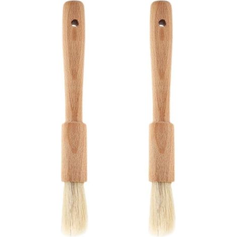 Lot de 2 pinceaux à pâtisserie, pinceau à beurre, pinceau à badigeonner en bois, pinceau à huile pour la cuisine et les sauces (1/5)