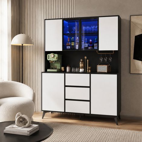 Mobile contenitore alto 120 x 40 x 160 cm in MDF nero e bianco DESVIAE (1/5)