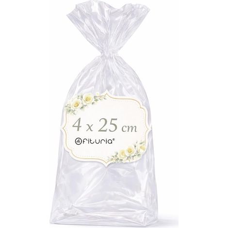 Sachets Cellophane Transparents 4 x 25 cm, Sachet plastique Transparent pour bonbons et confiseries – Sachets cadeaux pour fêtes, Mariage, Baptême,1 Pack (100 Sacs) (1/5)