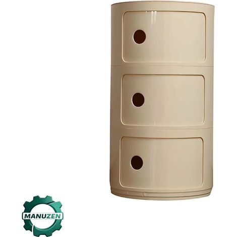 Manuzen Armoire Chevet Ronde 2 Ou 3 Niveaux Tiroir Rangement Chambre Salon