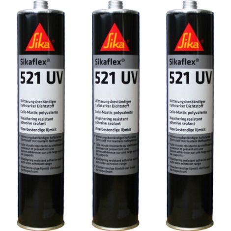 Juego de 3 adhesivos híbridos UV SIKA Sikaflex 521 - Blanco - 300ml (1/2)