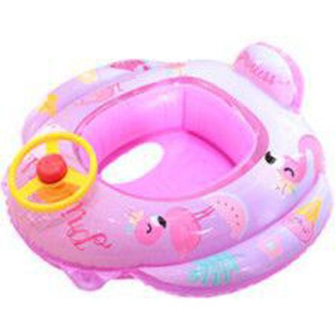 Anneau Gonflable Pour Bébé - Anneau De Bain En Forme De Voiture Avec Volant Rotatif Et Klaxon - Pour Piscine Plage Jardin - 1 Pièce (1/5)